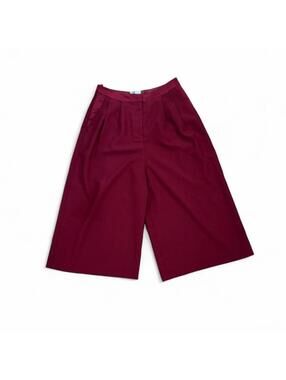 Burgundy wide leg culottes with satin trim Sz. 29"